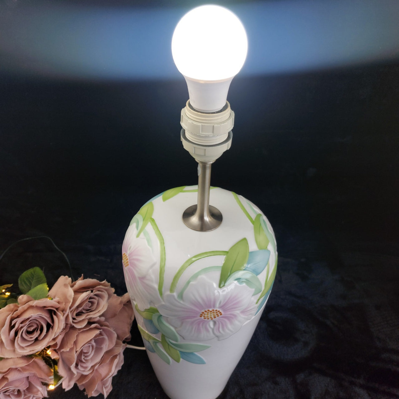 Royal Copenhagen Table Lamp DEAUVILLE 19" Denmark Porcelain Floral collectable4