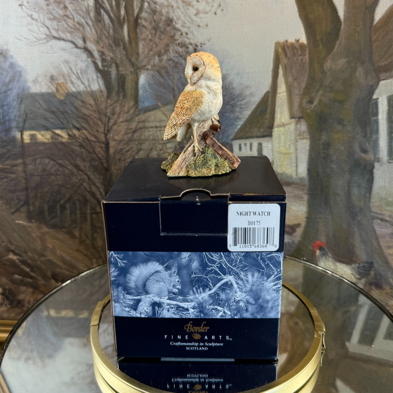 1997 Fine Border Arts 'Night Watch' Barn Owl Figurine B0175 by Ray Ayres Boxed.18
