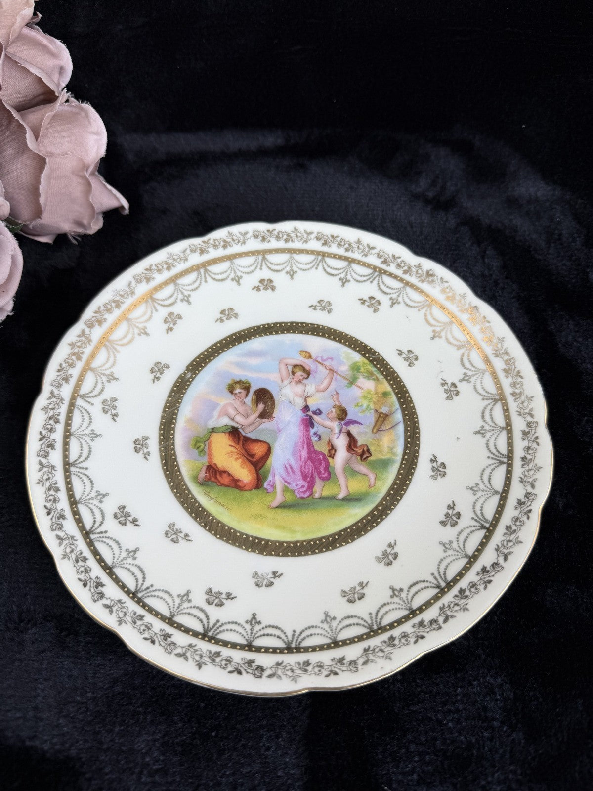 Vintage "Victoria Ware" beautiful Painting with F. Kaufmann Plate and Gold Trim3