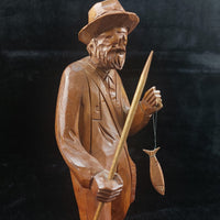 Thumbnail for Wooden Vintage SculptureFisherman -Folk Art - Jocelyn Caron - Chipped Hand6