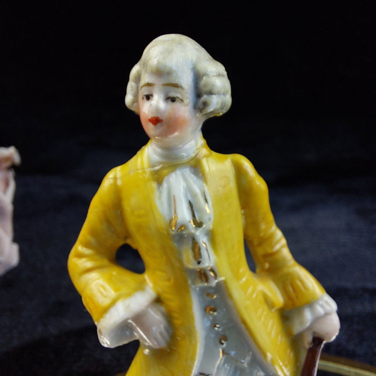 Germany Figurine Porcelain 18198 Yellow Coat Man Antique Repaired Collectable4