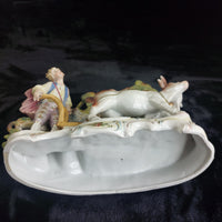 Thumbnail for Rococo Antique Dresden Style Figural Group Vase Man Ploughing Oxen Hand Painted13