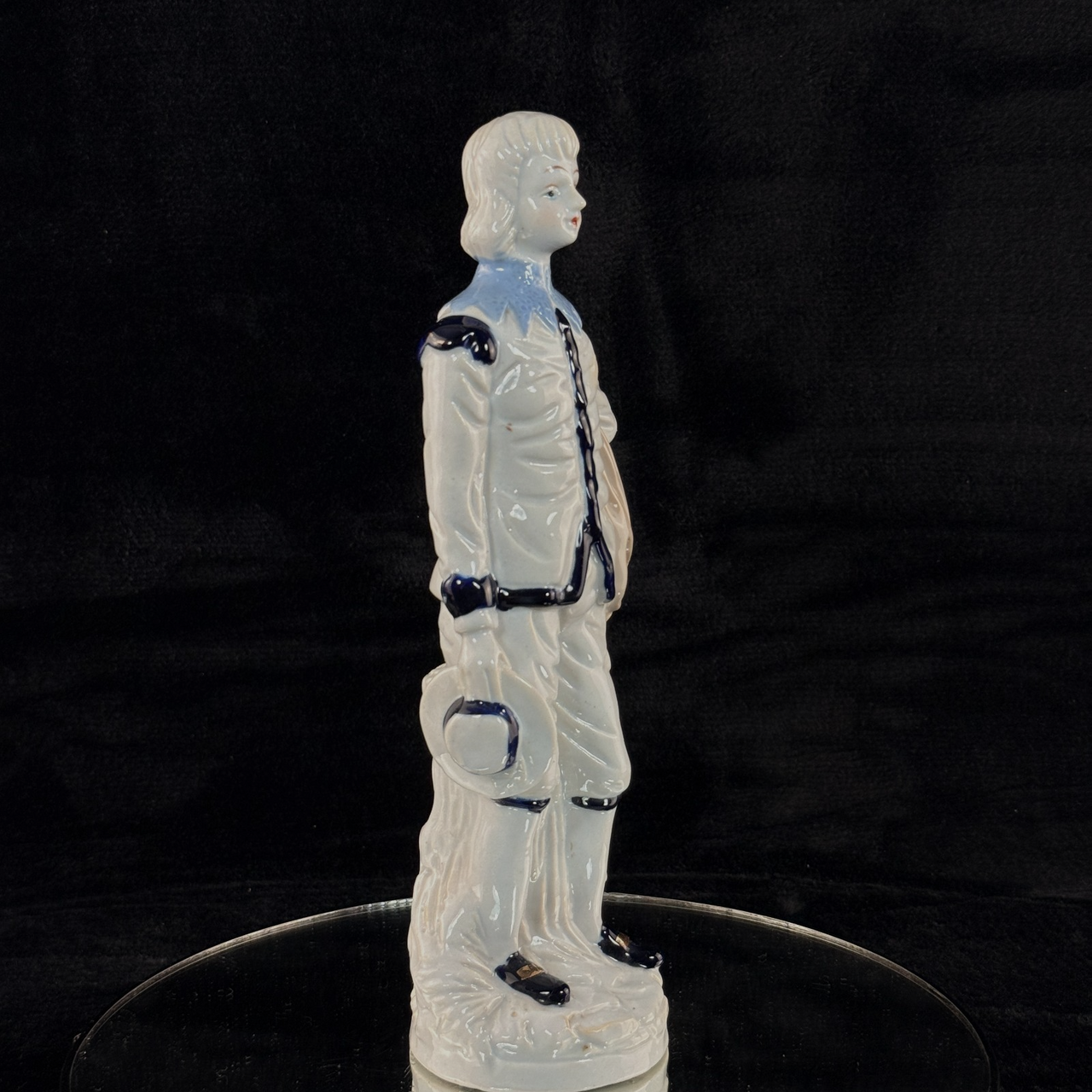Antique Porcelain Colonial Figurine White Blue Gold Trim 11" Hand Painted gift1