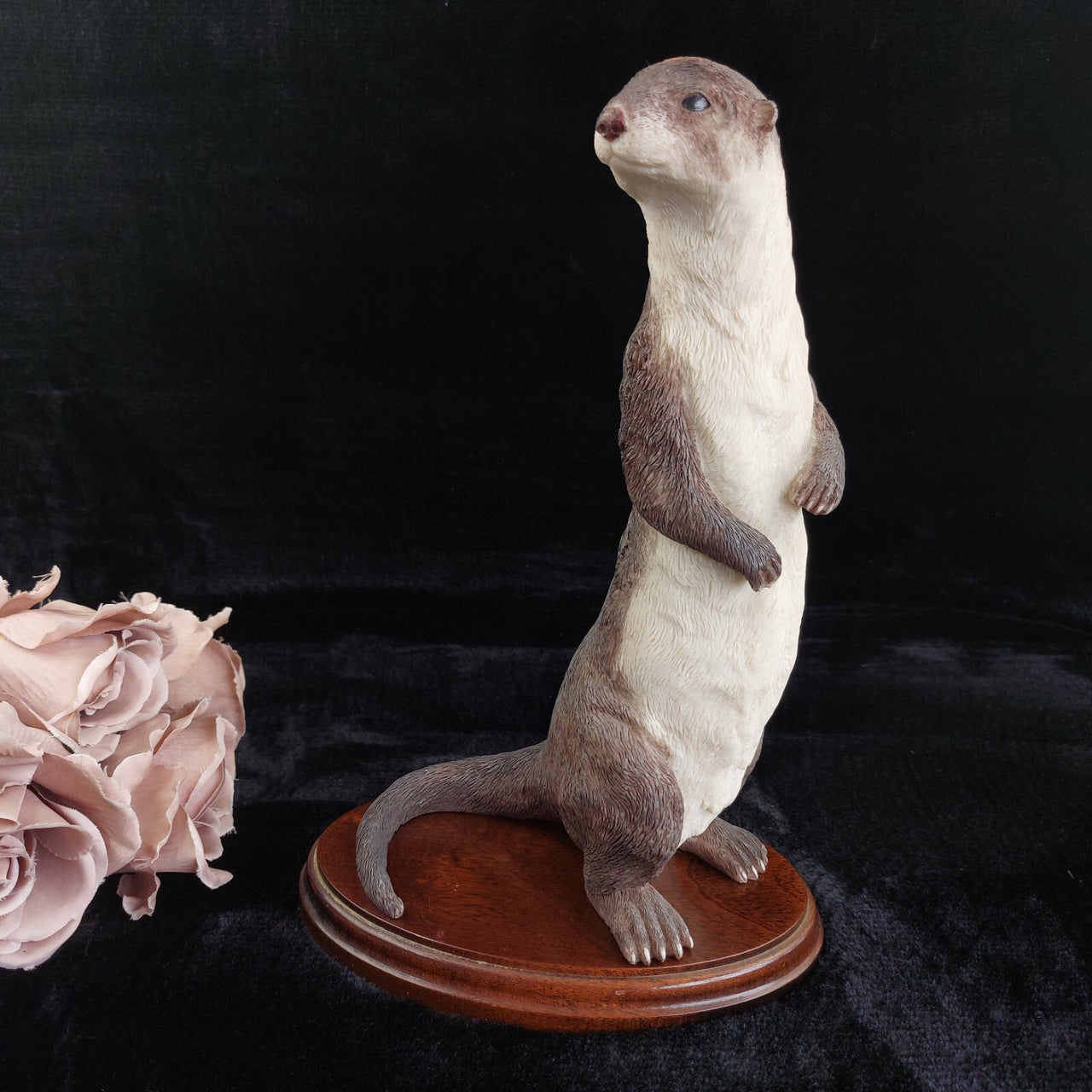 Large Standing Otter Wildlife Figurine 12in Handcrafted Base Wood Heavy 1615g12