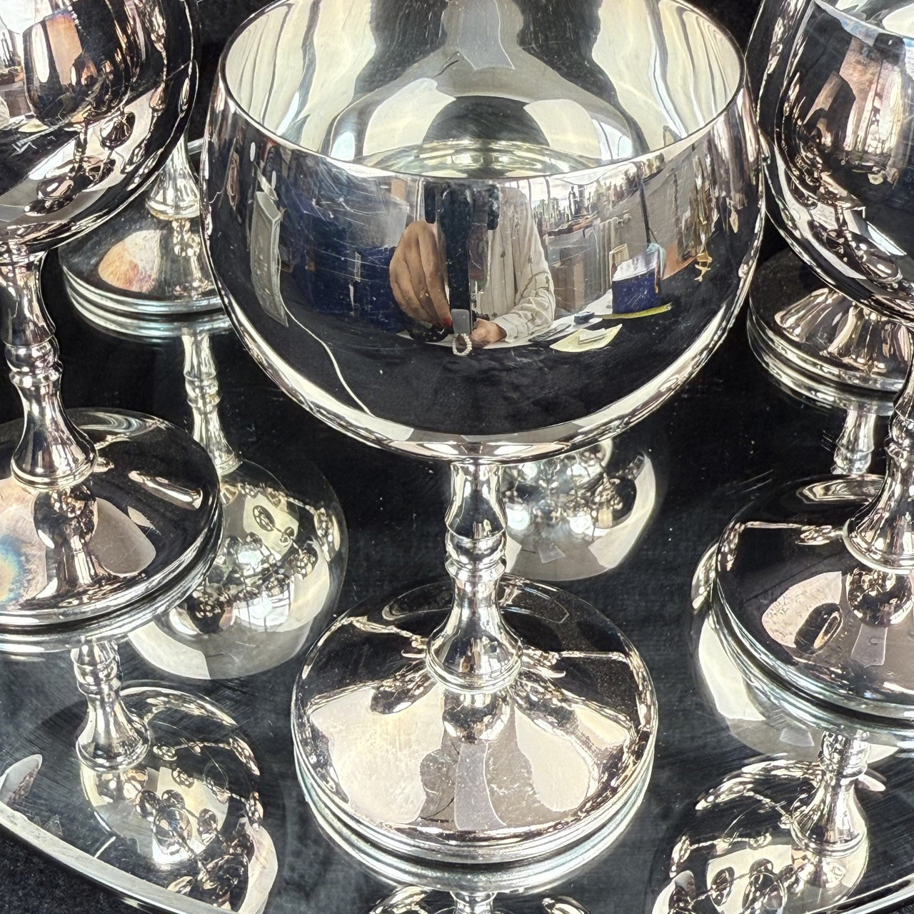 VALERO Plated Silver Goblets Set of 6 - Made in Spain - 12.5cm Tall silver decor4