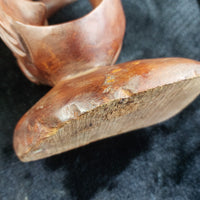 Thumbnail for Abstract Hand Carved Wood Kissing Couple Sculpture – worn base 11