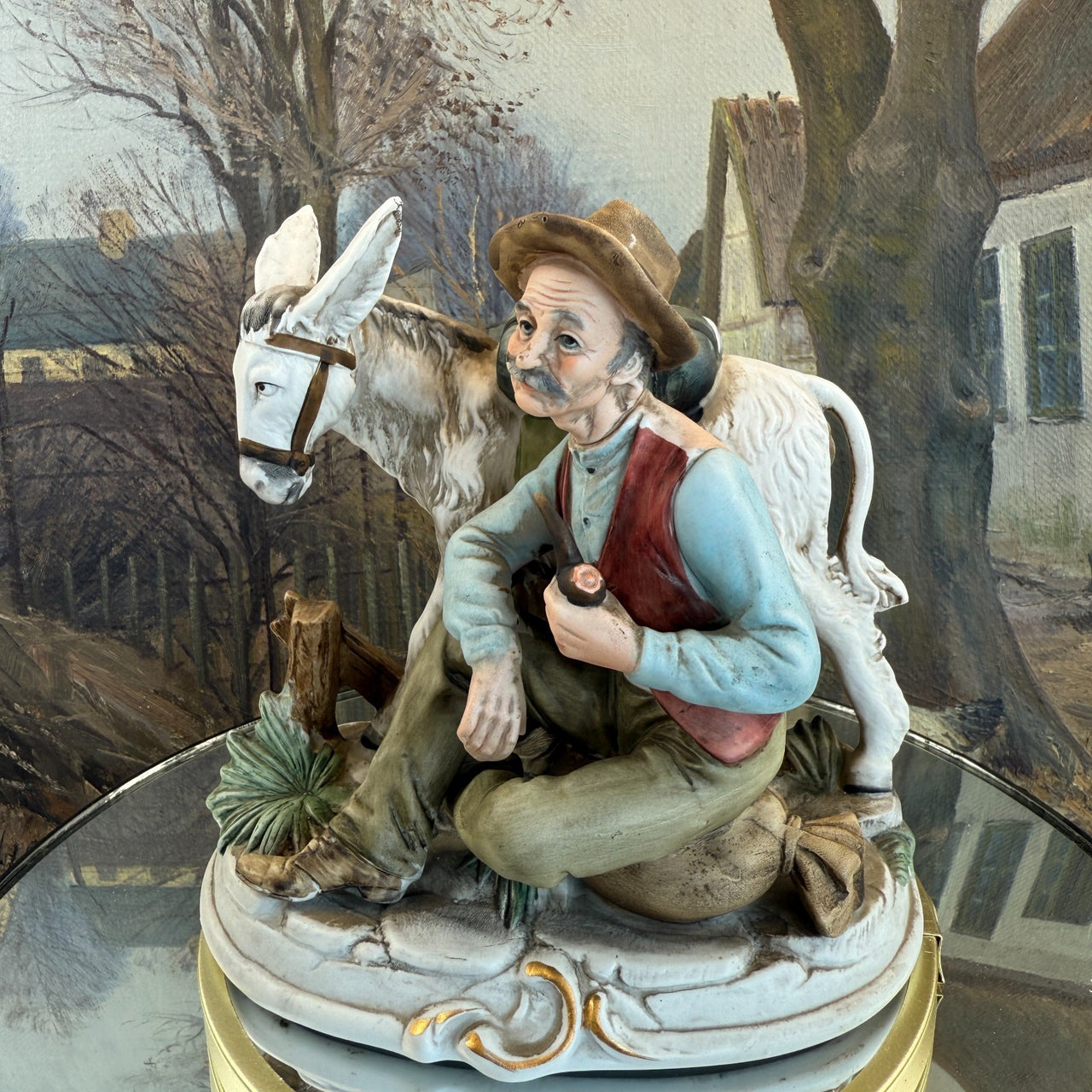 Rare Vintage Capodimonte Original Figurine: Old Man with Donkey see the pics3