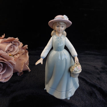 The Leonardo Collection Girl with Basket Blue Dress Figurine 7