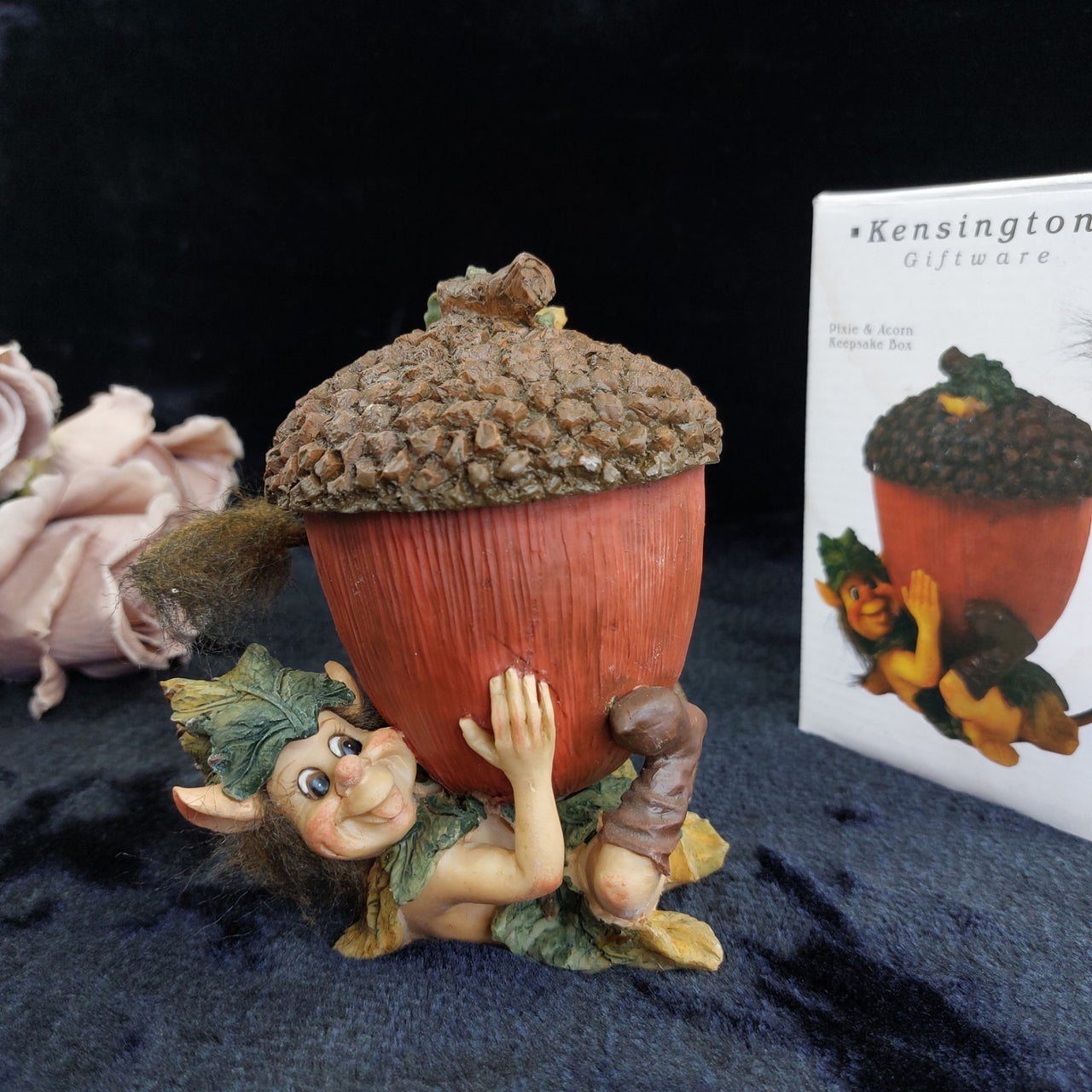 Kensington Giftware with Box Good  13cm Longtailers Pixie Acorn Trinket Box deco0