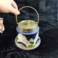 Thumbnail for Early Biscuit cookie Jar 1900's William Wood & Co. Enamel & Brass Antique Type2