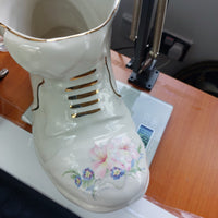 Thumbnail for Maryleigh Pottery Floral Boot Vase Gilded Staffordshire 12