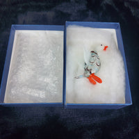 Thumbnail for Handmade Glass Figurine Duck Orange Feet Clear Wings Bird Ornament Good Boxed 3