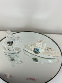 Thumbnail for Arcadian Crested China Donkey Figurine HMS Queen Elizabeth White Porcelain7