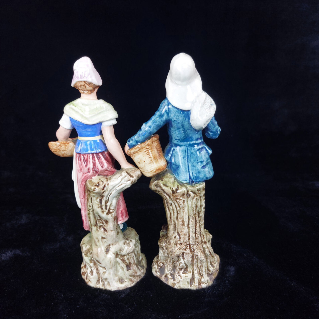 Antique Figurine Couple Wittmann & Roth Wife & Fisherman Figurines Porcelain4