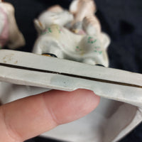 Thumbnail for Antique Staffordshire decor Figurines Seated Couple classic Pair 906g  see pics16