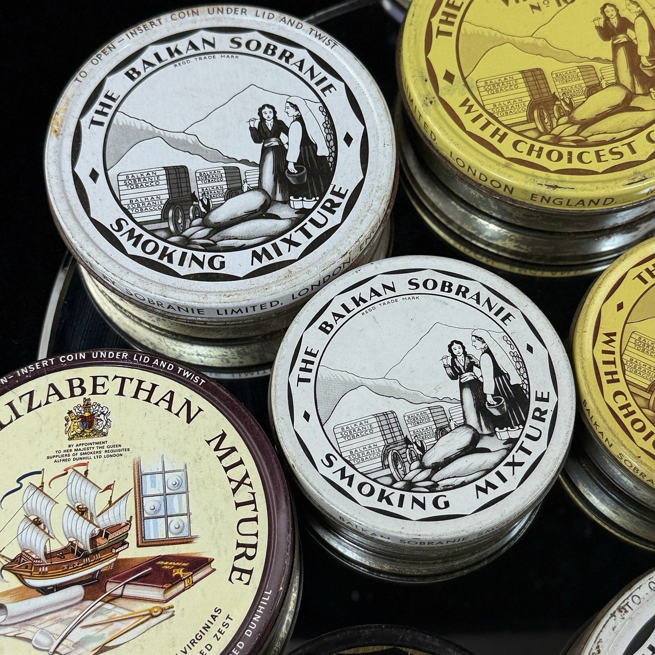 Rare 10* Dunhill Balkan Sobranie Smoking Tobacco Tin Lot Vintage Collectible UK3