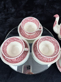 Thumbnail for Mason's Ironstone Vista Dinnerware Tea Set patent Red Transferware England Chips9