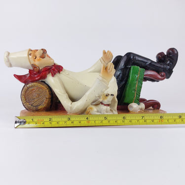 Vintage French Chef Bottle Holder Ceramic Hand Painted -872 grams Acceptable.0
