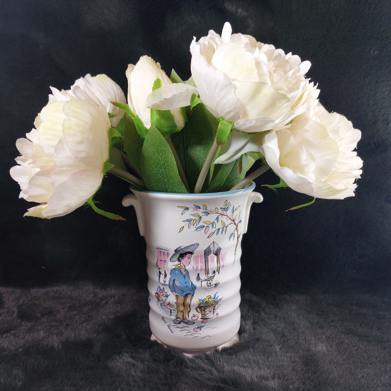 Crown Ducal Ware Petit Rêverie Vase English 1950s Hand-Painted decor Earthenware12