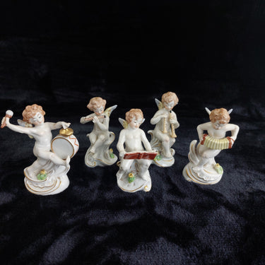 Carl Scheidig Set5 Antique German Porcelain Cherub Musician Figurines Gräfenthal0