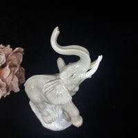 Thumbnail for Rare NAO by Lladro Elephant Figurine 1977 Porcelain Glazed Statue bookcase decor2