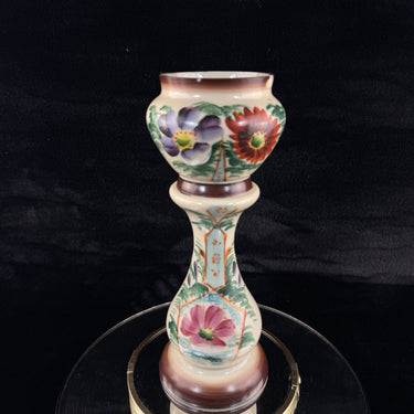 Bohemian Milk Glass Antique Vase 12” Floral Victorian Urn Form decor see pics1