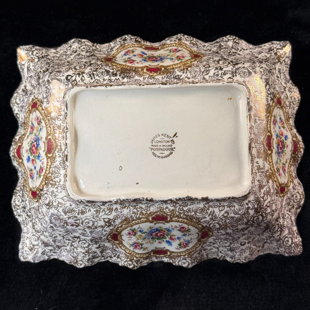 James Pompadour Kent Chelsea Bowls x6 Center Dish Vintage Floral Gilt Set Large3