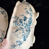 Thumbnail for S.H. & Sons 'Ruby' Blue Transferware Tureen Lidded Floral Dish England 11” Large11