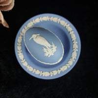 Thumbnail for Wedgwood Jasperware White & Blue Collectible Egg with Dish 1978 Trinkets Boxes/16