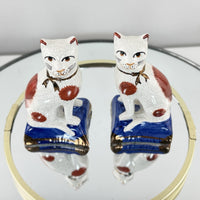 Thumbnail for Rare Staffordshire Style Antique Cat Figurine Pair Hand Painted Mantel Cats 4”4