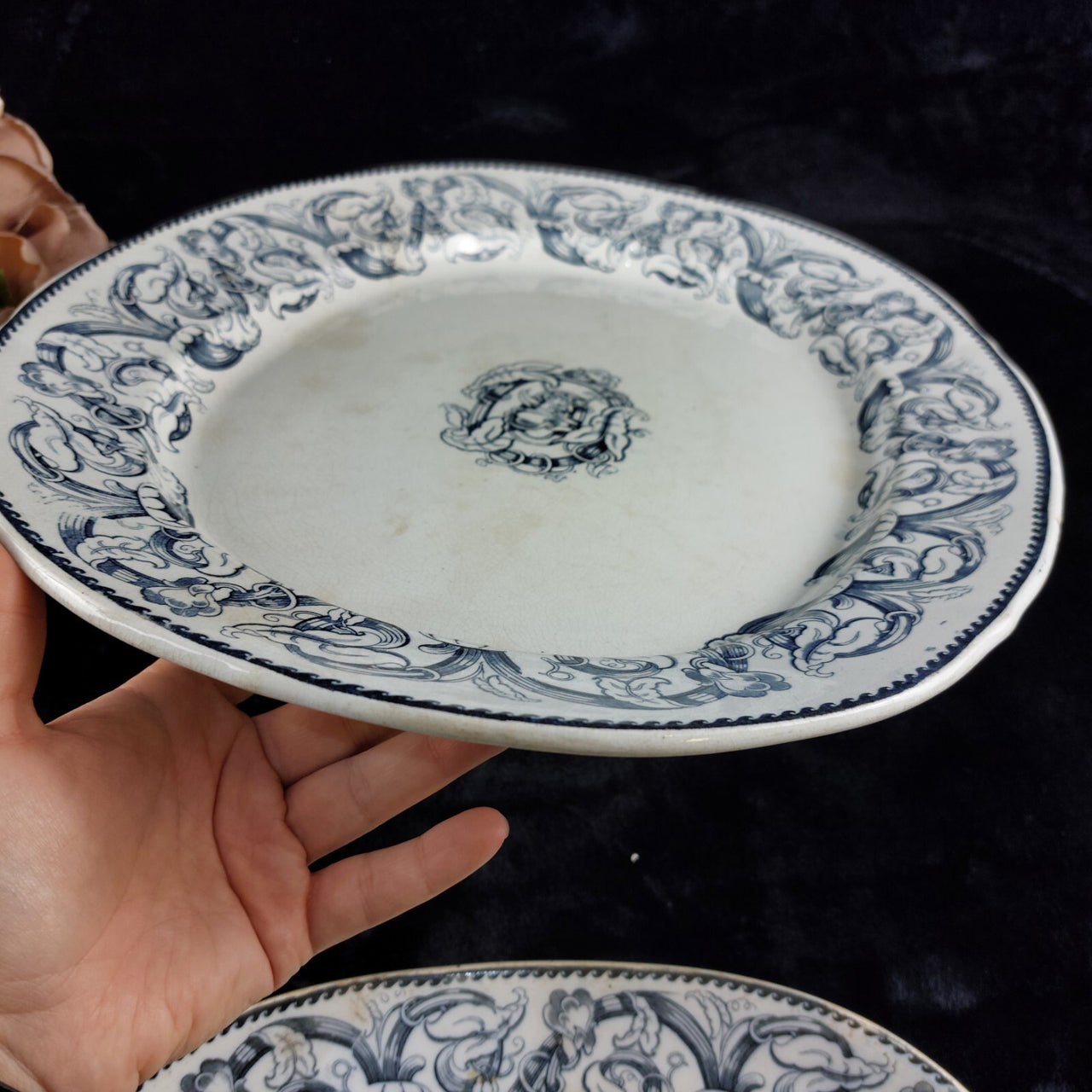 2* Antique large service plates1797-1861 T. Till & Son Wellington Transferware.14