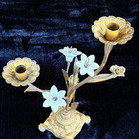 Thumbnail for Italian Style Bronzed Brass Floral Candlestick White Ceramic Flowers gift 40cm16