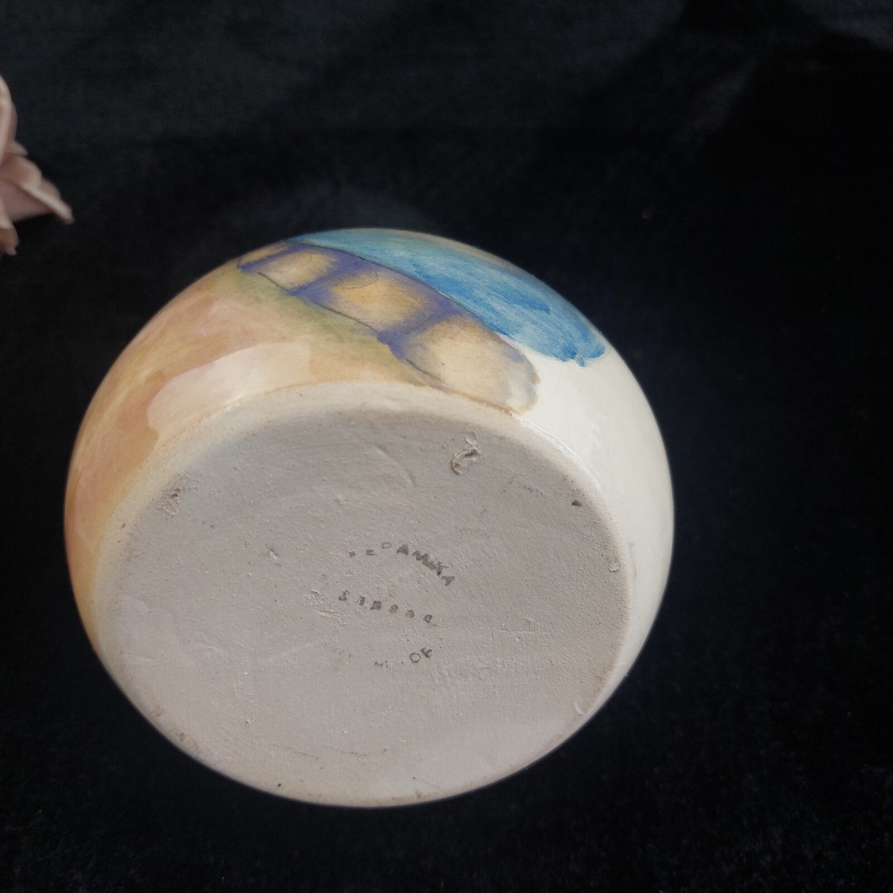Ceramika Hand Painted Vase Scenic Coastal Art Glazed Good Condition 5.5" Poland.5