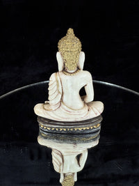 Thumbnail for Hand-Carved Gold and White Seated Buddha Figurine, Religious Art Statue decort5