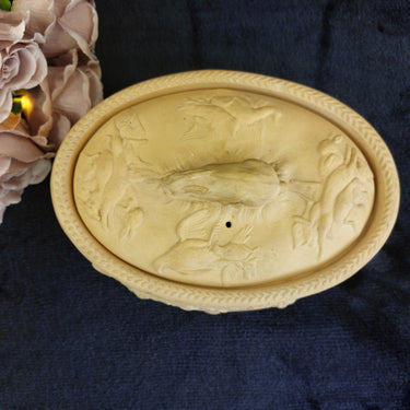 Antique 1800s Wedgwood Yellow Jasperware Game Dish - Little crack & chips China.1