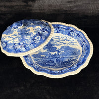 Thumbnail for Adams Cattle Scenery Blue Transferware Tureen with Lid 11