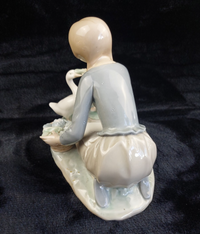 Thumbnail for Lladro Girl Feeding Geese Porcelain Figurine 1278g Glazed Ducks bookcase decor6