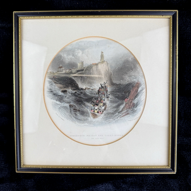 Rare Antique Engraving Tynemouth Priory Lighthouse StormC. Balmer E. Finden prin0