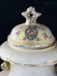 Thumbnail for Antique English Alton Ware Urns Set Hand Painted Roses Gilded Porcelain Vase Set21