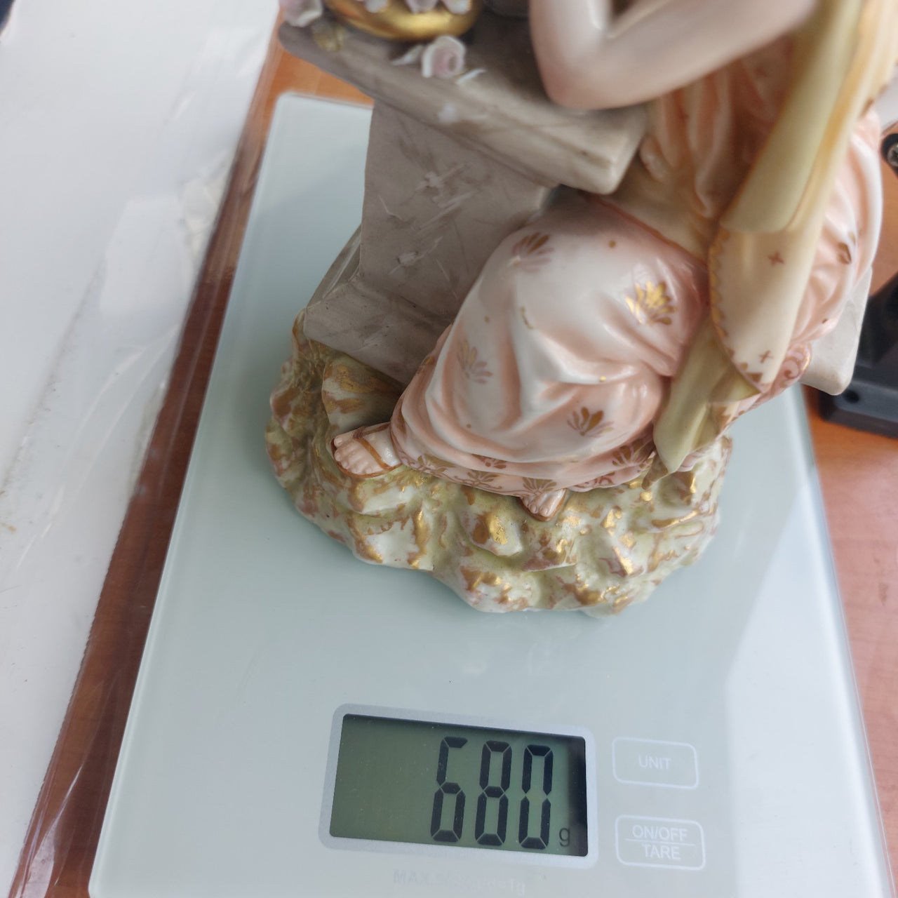 Antique German Victorian Porcelain Flowerscandle hold Candelabra Lady Gold Gilt21