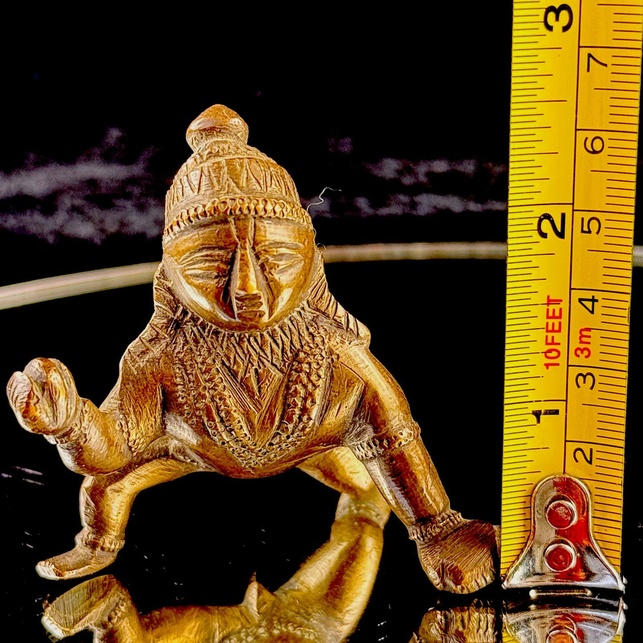 Antique Brass Indian Baby Krishna Statue – 2.5” Hindu Bal Gopal Idol Figuri10