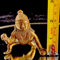 Thumbnail for Antique Brass Indian Baby Krishna Statue – 2.5” Hindu Bal Gopal Idol Figuri10