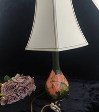 Thumbnail for Moorcroft Green Floral Table Lamp with Original Shade | Hand-Painted Tube-Lined Ceramic | 22