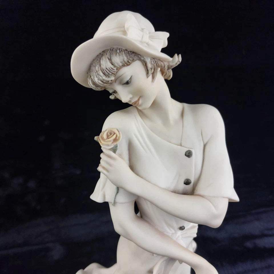 Romantic Giuseppe Armani Figurine – “In Love” Girl with Rose & Letter – Florence Art 0382-F, 16"