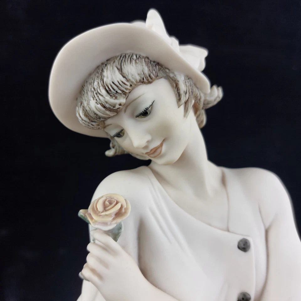 Romantic Giuseppe Armani Figurine – “In Love” Girl with Rose & Letter – Florence Art 0382-F, 16"