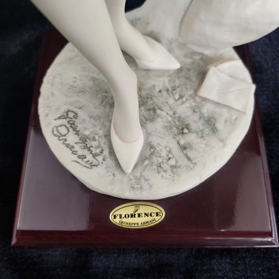 Romantic Giuseppe Armani Figurine – “In Love” Girl with Rose & Letter – Florence Art 0382-F, 16"