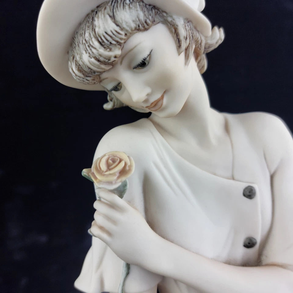Romantic Giuseppe Armani Figurine – “In Love” Girl with Rose & Letter – Florence Art 0382-F, 16"