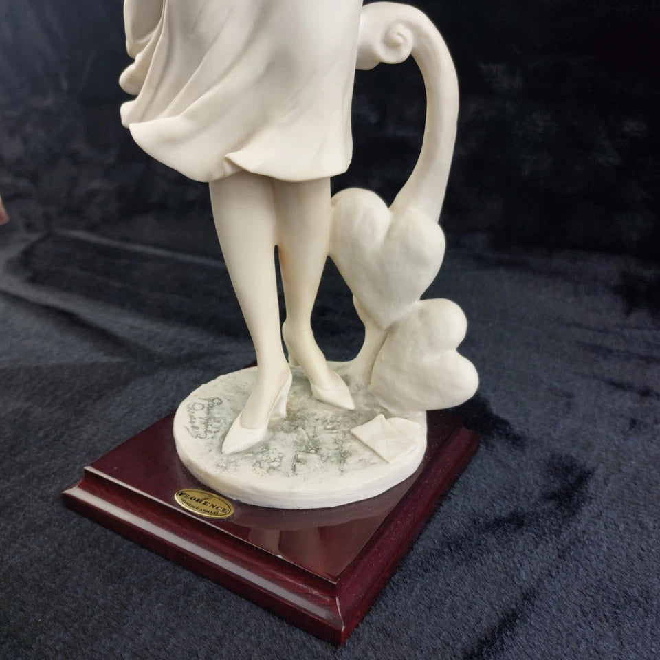 Romantic Giuseppe Armani Figurine – “In Love” Girl with Rose & Letter – Florence Art 0382-F, 16"