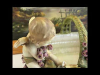 Rare Antique Amphora Porcelain Centerpiece with Putti Floral Austrian art Nouveau