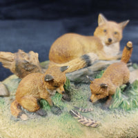 Thumbnail for Border Arts Fine Fox Family Figurine Chiltern Collection Nature WWF Scene Resin3